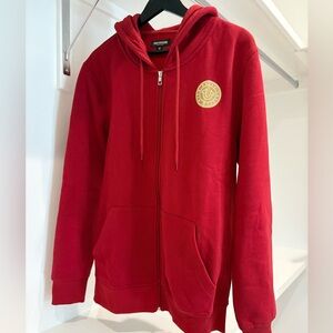 True Religion Red Hoodie with Gold Emblem